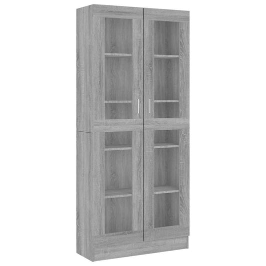 Vitrine Cabinet Grey Sonoma 82.5x30.5x185 cm Engineered Wood Vitrine Cabinet Grey Sonoma 82.5x30.5x185 cm Engineered Wood