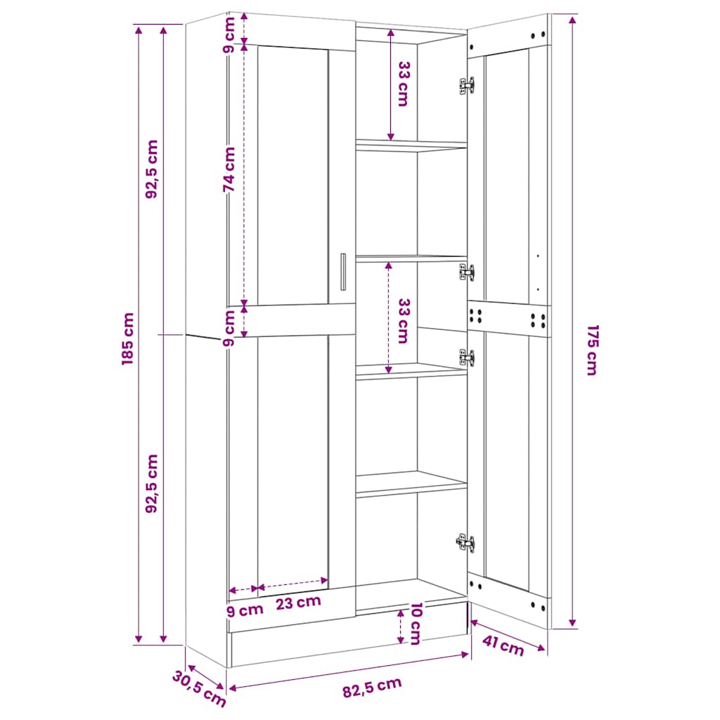 Vitrine Cabinet Grey Sonoma 82,5x30,5x185 cm Engineered Wood