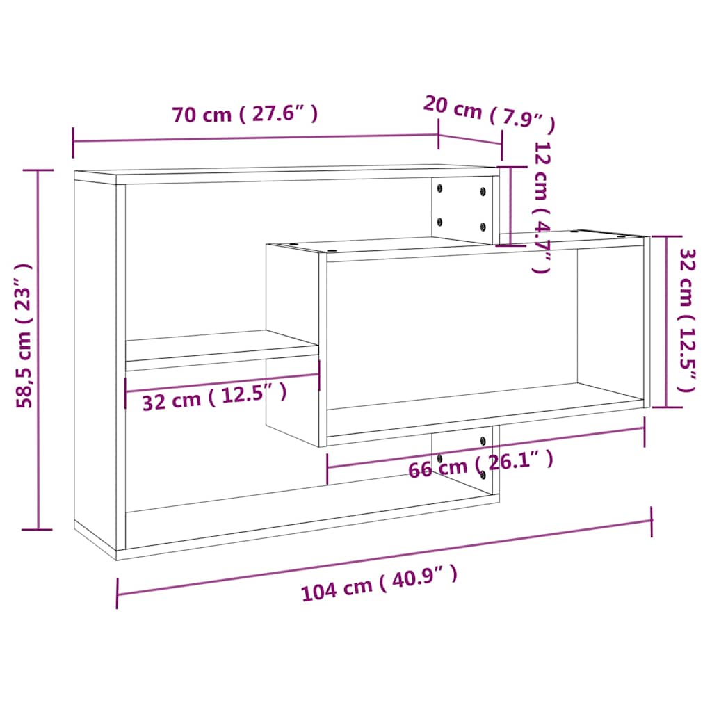 Wall Shelf Grey Sonoma 104x20x58,5 cm Engineered Wood