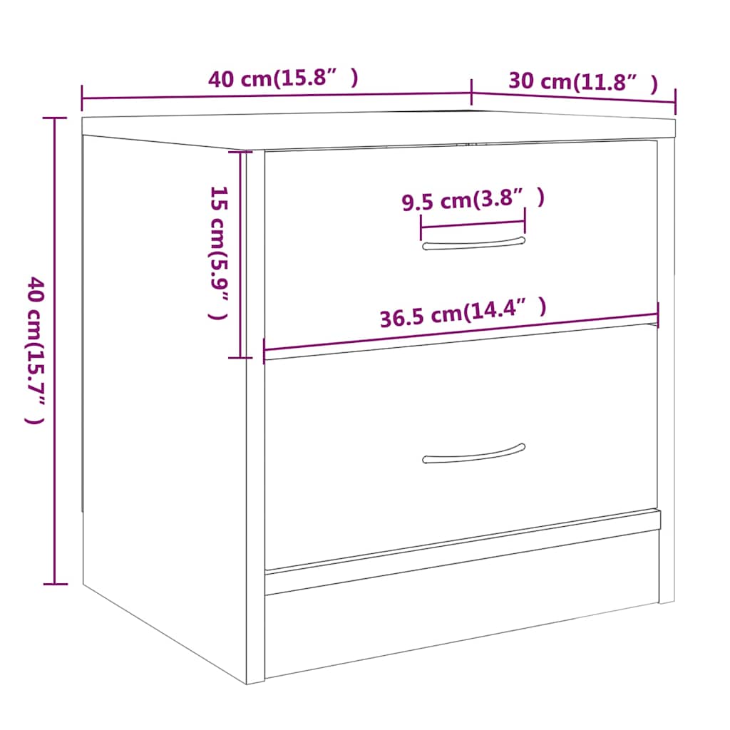 Bedside Cabinets 2 pcs Grey Sonoma 40x30x40 cm Engineered Wood