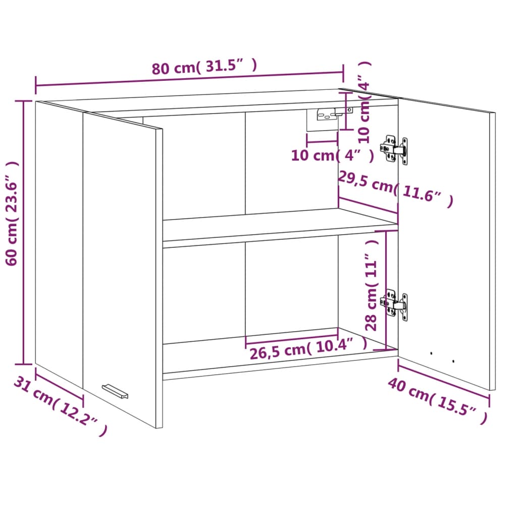 Hanging Cabinet "Lyon" Grey Sonoma 80x31x60 cm Engineered Wood