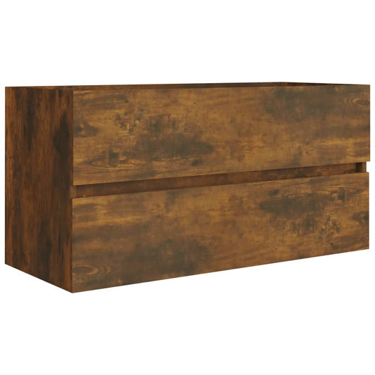 Sink Cabinet Smoked Oak 90x38.5x45 cm Engineered Wood Sink Cabinet Smoked Oak 90x38.5x45 cm Engineered Wood