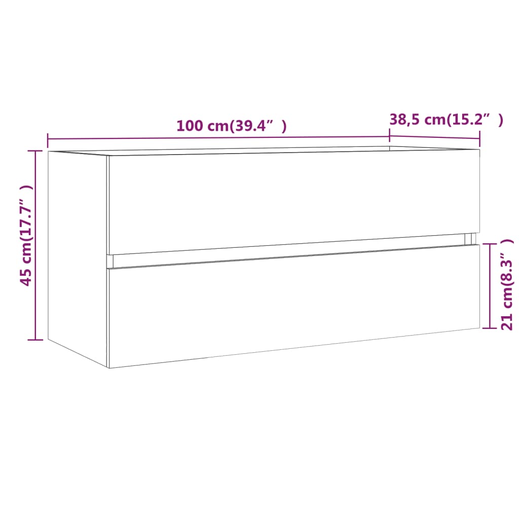 Sink Cabinet Grey Sonoma 100x38,5x45 cm Engineered Wood