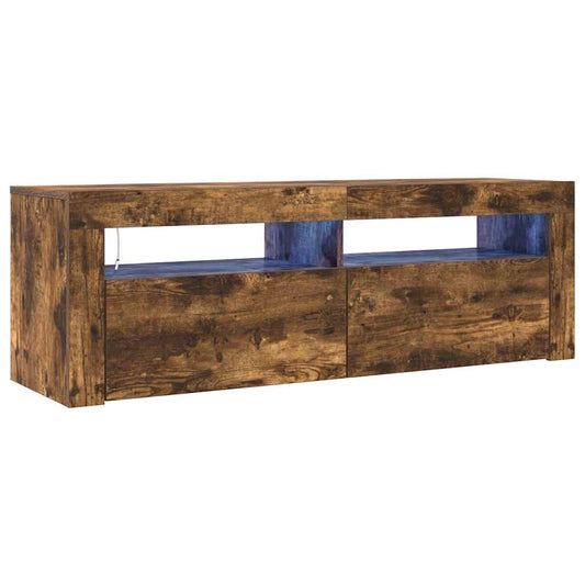 815687 vidaXL TV Cabinet with LED Lights Smoked Oak 120x35x40 cm 815687 vidaXL TV Cabinet with LED Lights Smoked Oak 120x35x40 cm