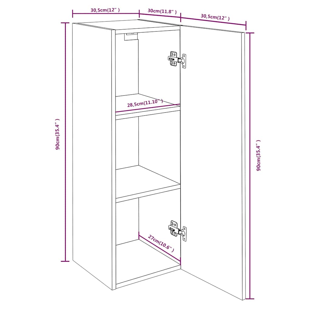 2 Piece TV Cabinet Set Smoked Oak 30,5x30x90 cm Engineered Wood