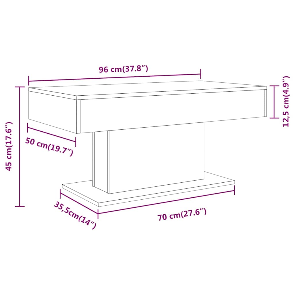 815834 vidaXL Coffee Table Smoked Oak 96x50x45 cm Engineered Wood