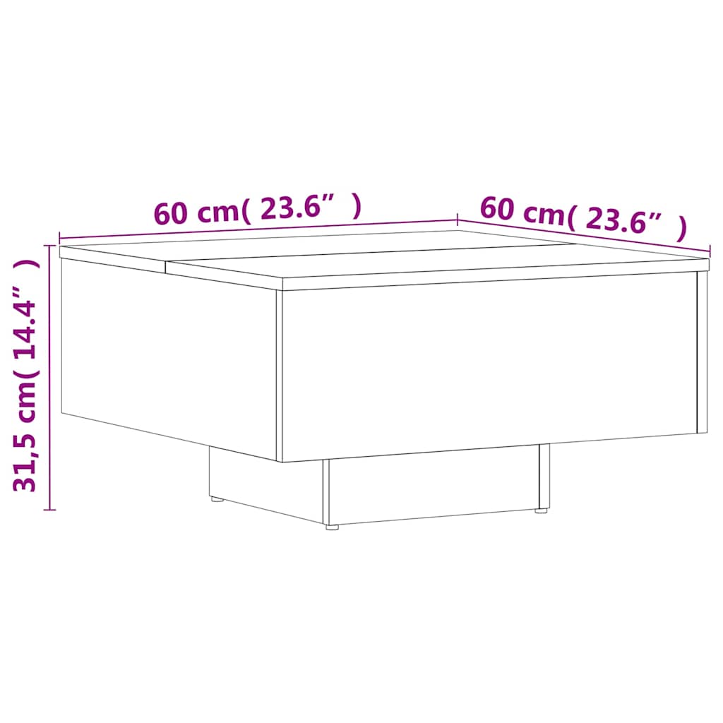 Coffee Table Grey Sonoma 60x60x31,5 cm Engineered Wood