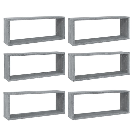 Wall Cube Shelves 6 pcs Grey Sonoma 60x15x23 cm Engineered Wood Wall Cube Shelves 6 pcs Grey Sonoma 60x15x23 cm Engineered Wood
