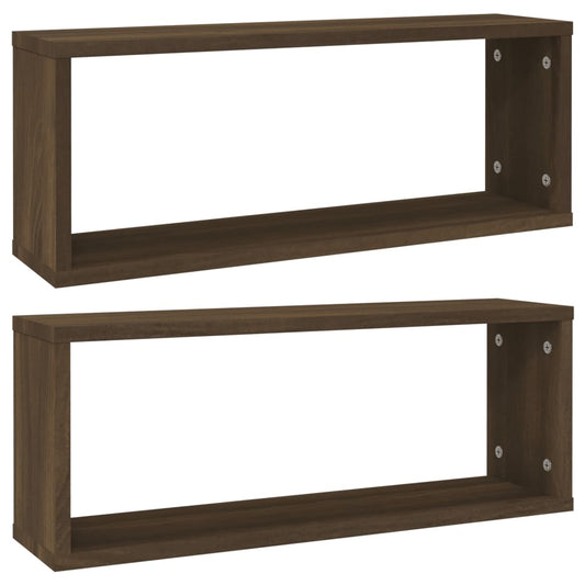 Wall Cube Shelves 2 pcs Brown Oak 60x15x23 cm Engineered Wood Wall Cube Shelves 2 pcs Brown Oak 60x15x23 cm Engineered Wood