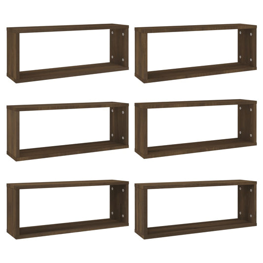 Wall Cube Shelves 6 pcs Brown Oak 60x15x23 cm Engineered Wood Wall Cube Shelves 6 pcs Brown Oak 60x15x23 cm Engineered Wood