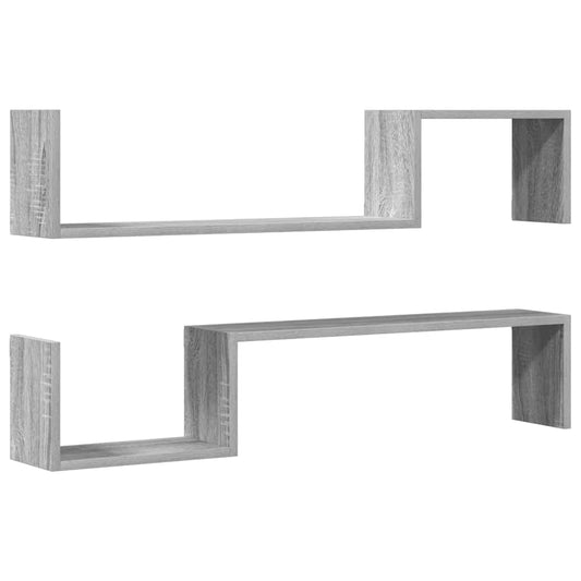 Wall Shelves 2 pcs Grey Sonoma 100x15x20 cm Engineered Wood Wall Shelves 2 pcs Grey Sonoma 100x15x20 cm Engineered Wood