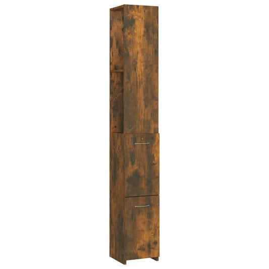 Bathroom Cabinet Smoked Oak 25x26.5x170 cm Engineered Wood Bathroom Cabinet Smoked Oak 25x26.5x170 cm Engineered Wood