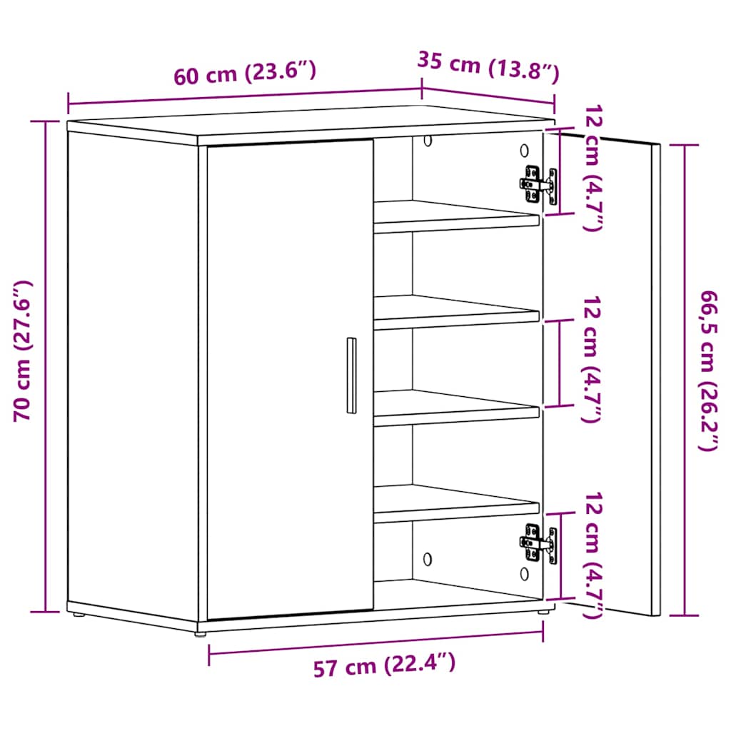 816008 vidaXL Shoe Cabinet Smoked Oak 60x35x70 cm Engineered Wood