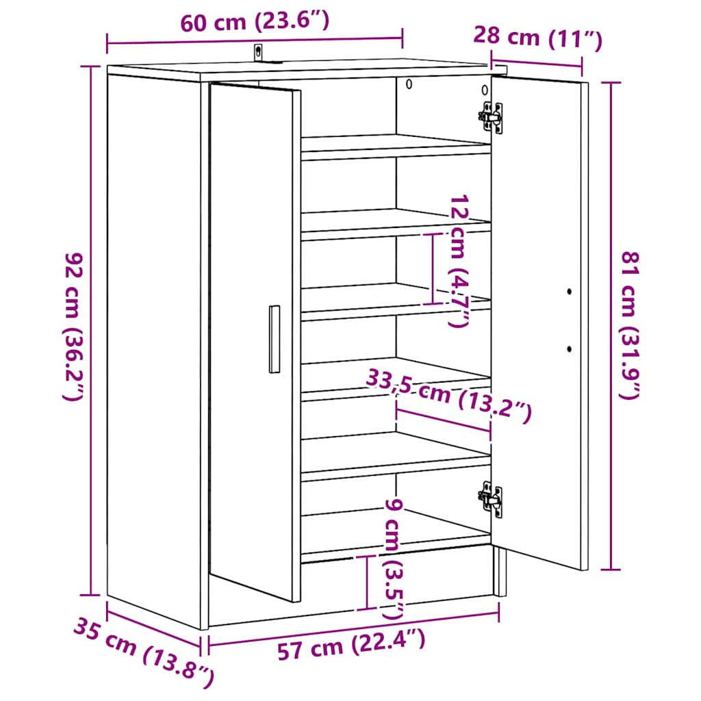 Shoe cabinets 60 x 35 x 92 cm Engineered Wood Smoked Oak