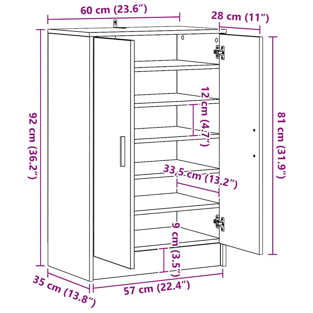 Shoe cabinets 60 x 35 x 92 cm Engineered Wood Grey Sonoma