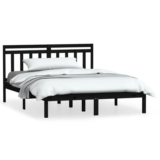 Bed Frame | Black | Solid pine wood | Double | Durable | Bed Frame Bed Frame | Black | Solid pine wood | Double | Durable | Bed Frame