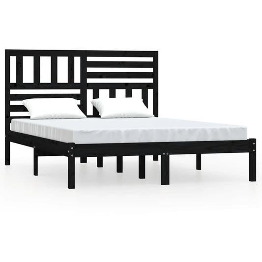Bed Frame without Mattress Black Solid Wood Pine 140x190 cm Bed Frame without Mattress Black Solid Wood Pine 140x190 cm
