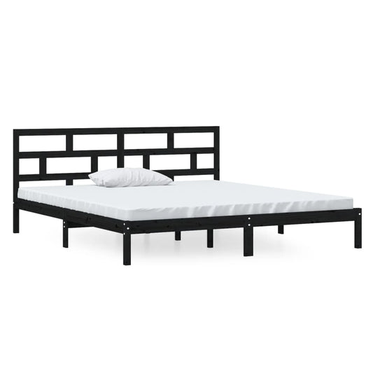 Bed Frame | Black | Solid pine wood, Plywood | Double | Bed Frame Bed Frame | Black | Solid pine wood, Plywood | Double | Bed Frame