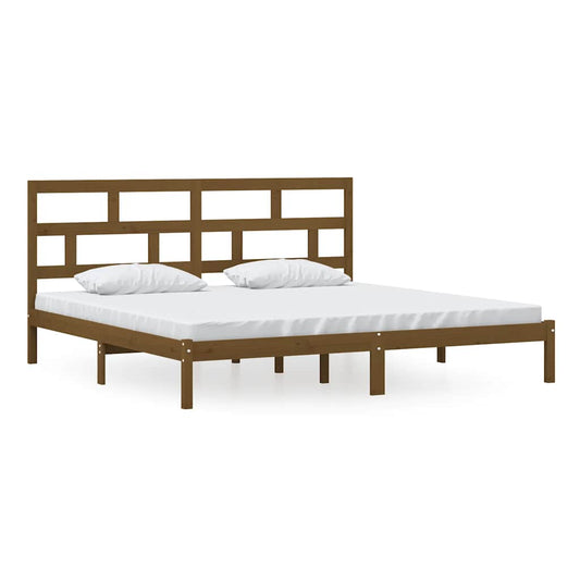 Bed Frame | Honey brown | Solid Pine Wood | 200x200 cm | Bed Frame Bed Frame | Honey brown | Solid Pine Wood | 200x200 cm | Bed Frame