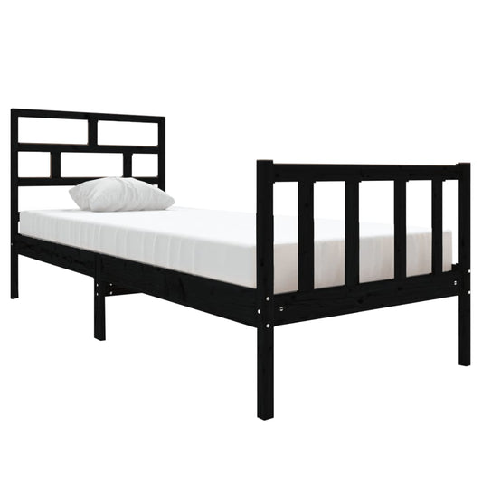 Bed Frame without Mattress Black Solid Wood Pine Small Single Bed Frame without Mattress Black Solid Wood Pine Small Single