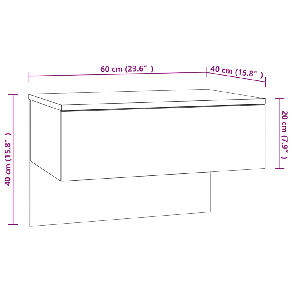 810948 vidaXL Wall-mounted Bedside Cabinets 2 pcs High Gloss White
