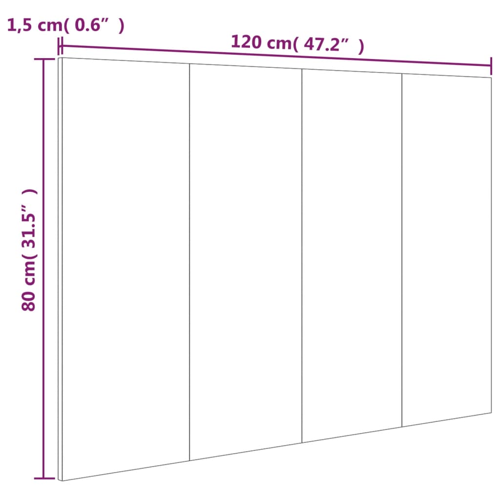 811028 vidaXL Bed Headboard Sonoma Oak 120x1,5x80 cm Engineered Wood