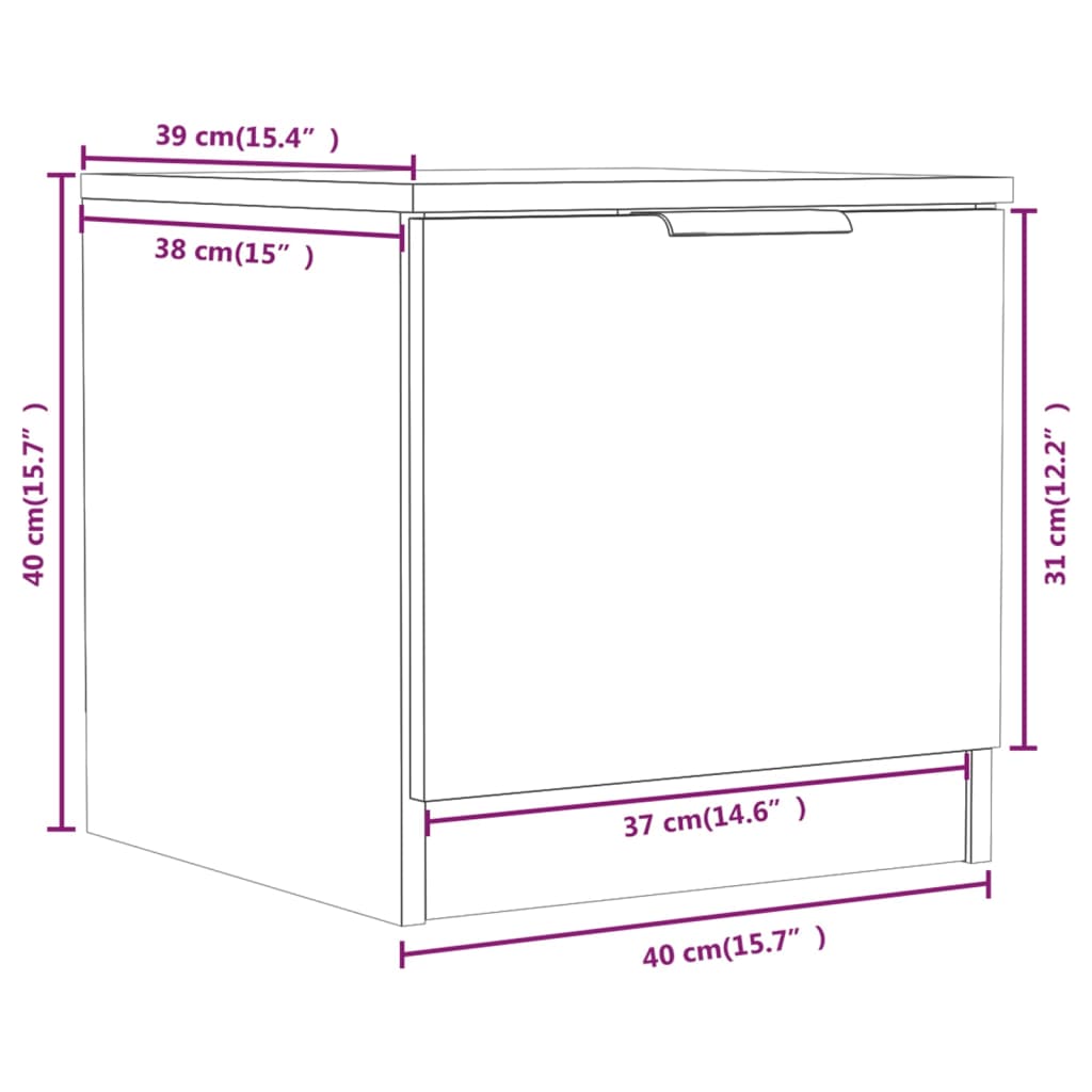 811204 vidaXL Bedside Cabinet Concrete Grey 40x39x40 cm