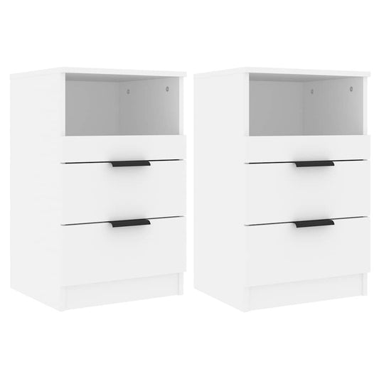 Bedside Cabinets 2 pcs White Engineered Wood Bedside Cabinets 2 pcs White Engineered Wood
