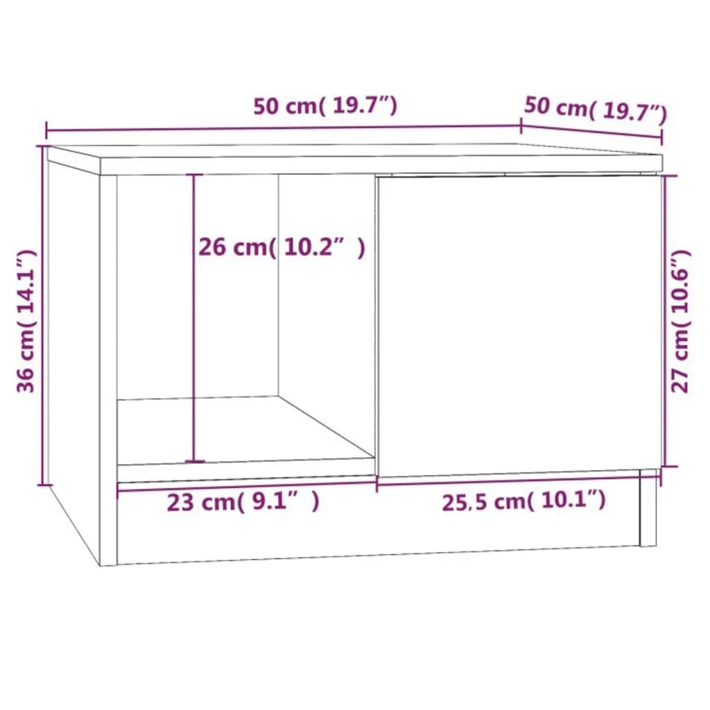 Coffee Table Sonoma Oak 50x50x36 cm Engineered Wood
