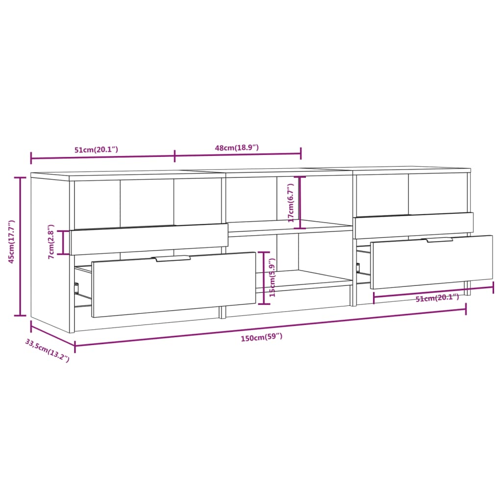 TV Cabinet Concrete Grey 150x33,5x45 cm Engineered Wood