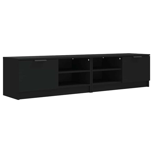 2 Piece TV Cabinet Set Black 80x35x36,5 cm Engineered Wood 2 Piece TV Cabinet Set Black 80x35x36,5 cm Engineered Wood
