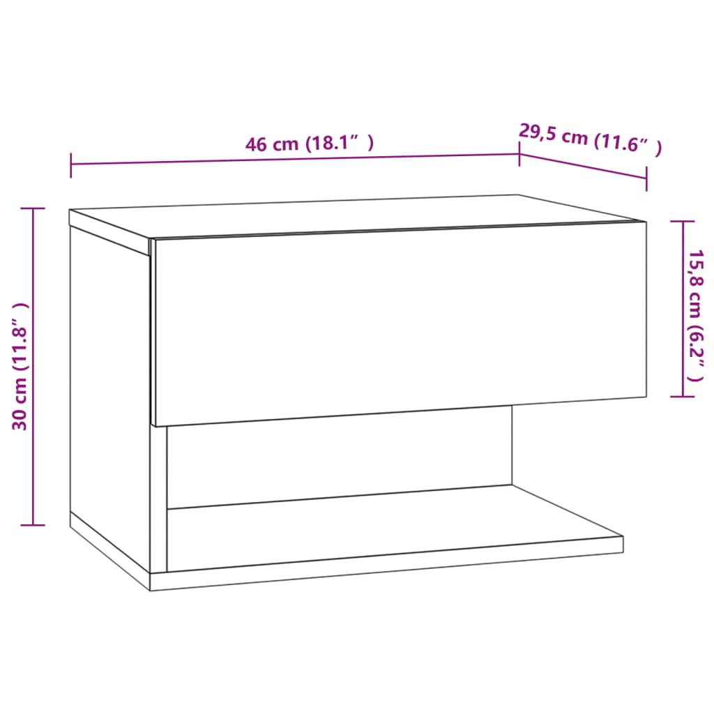 816949 vidaXL Wall-mounted Bedside Cabinets 2 pcs Grey Sonoma