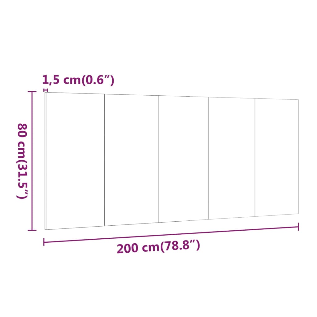 816977 vidaXL Bed Headboard Grey Sonoma 200x1,5x80 cm Engineered Wood