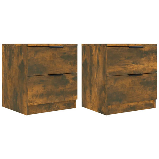 Bedside Cabinets 2 pcs Smoked Oak Engineered Wood Bedside Cabinets 2 pcs Smoked Oak Engineered Wood