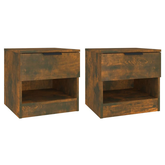 Bedside Cabinets 2 pcs Smoked Oak Engineered Wood Bedside Cabinets 2 pcs Smoked Oak Engineered Wood