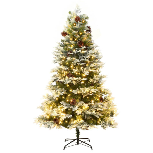 Pre-lit Christmas Tree with Pine Cones Green 195 cm PVC&PE Pre-lit Christmas Tree with Pine Cones Green 195 cm PVC&PE
