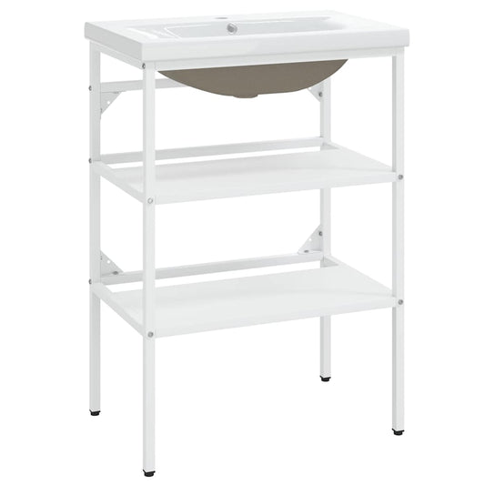 Bathroom Washbasin Frame with Built-in Basin White Iron Bathroom Washbasin Frame with Built-in Basin White Iron