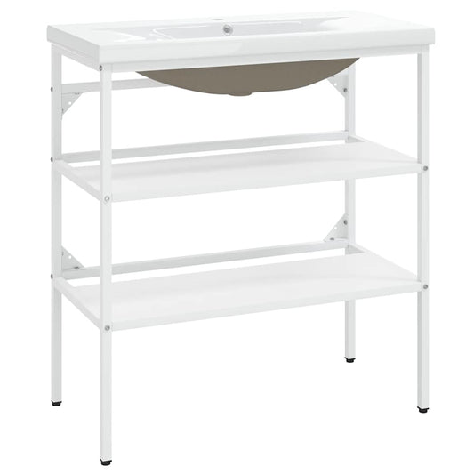 Bathroom Washbasin Frame with Built-in Basin White Iron Bathroom Washbasin Frame with Built-in Basin White Iron