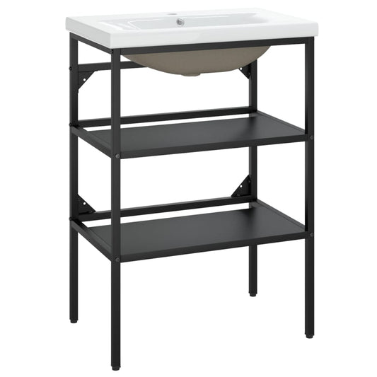 Bathroom Washbasin Frame with Built-in Basin Black Iron Bathroom Washbasin Frame with Built-in Basin Black Iron