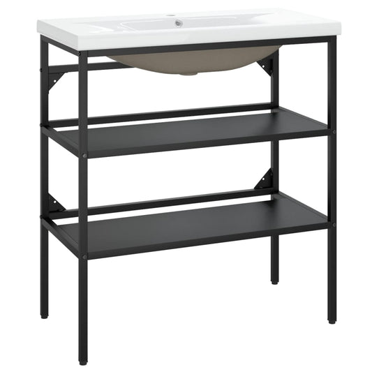 Bathroom Washbasin Frame with Built-in Basin Black Iron Bathroom Washbasin Frame with Built-in Basin Black Iron