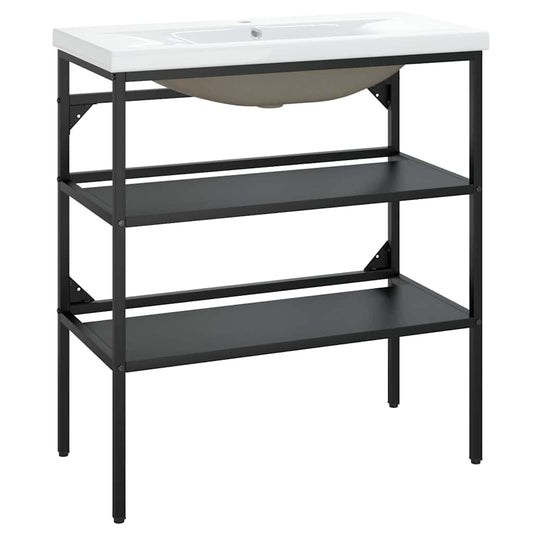Bathroom Washbasin Frame with Built-in Basin Black Iron Bathroom Washbasin Frame with Built-in Basin Black Iron