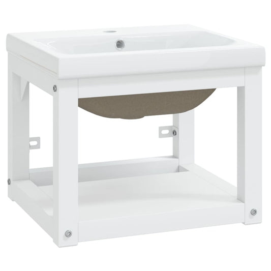 Bathroom Washbasin Frame with Built-in Basin White Iron Bathroom Washbasin Frame with Built-in Basin White Iron
