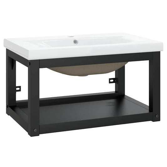 Bathroom Washbasin Frame with Built-in Basin Black Iron Bathroom Washbasin Frame with Built-in Basin Black Iron