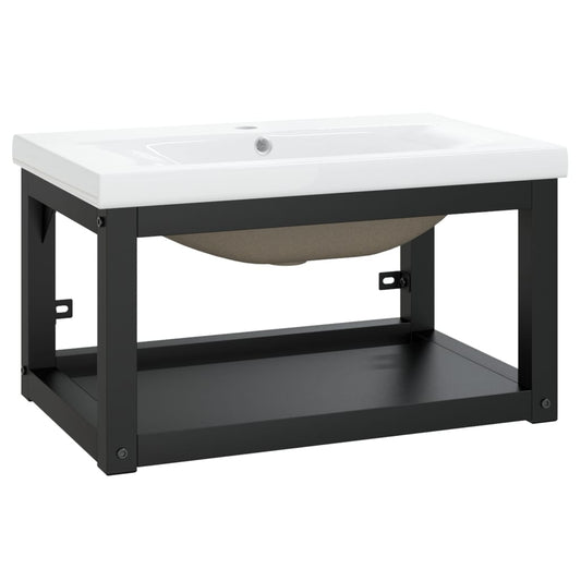 Bathroom Washbasin Frame with Built-in Basin Black Iron Bathroom Washbasin Frame with Built-in Basin Black Iron