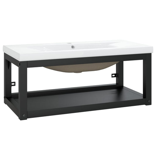 Bathroom Washbasin Frame with Built-in Basin Black Iron Bathroom Washbasin Frame with Built-in Basin Black Iron