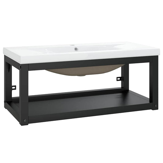 Bathroom Washbasin Frame with Built-in Basin Black Iron Bathroom Washbasin Frame with Built-in Basin Black Iron