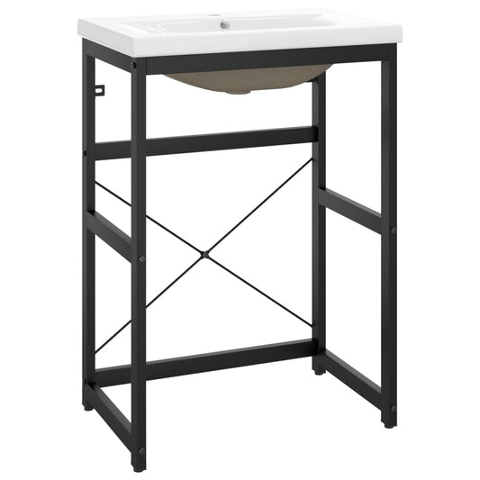 Bathroom Washbasin Frame with Built-in Basin Black Iron Bathroom Washbasin Frame with Built-in Basin Black Iron