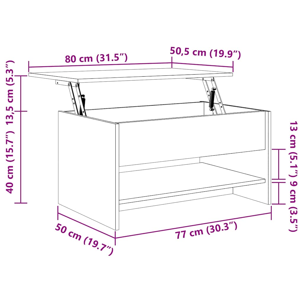 Coffee Table Black 80x50x40 cm Engineered Wood