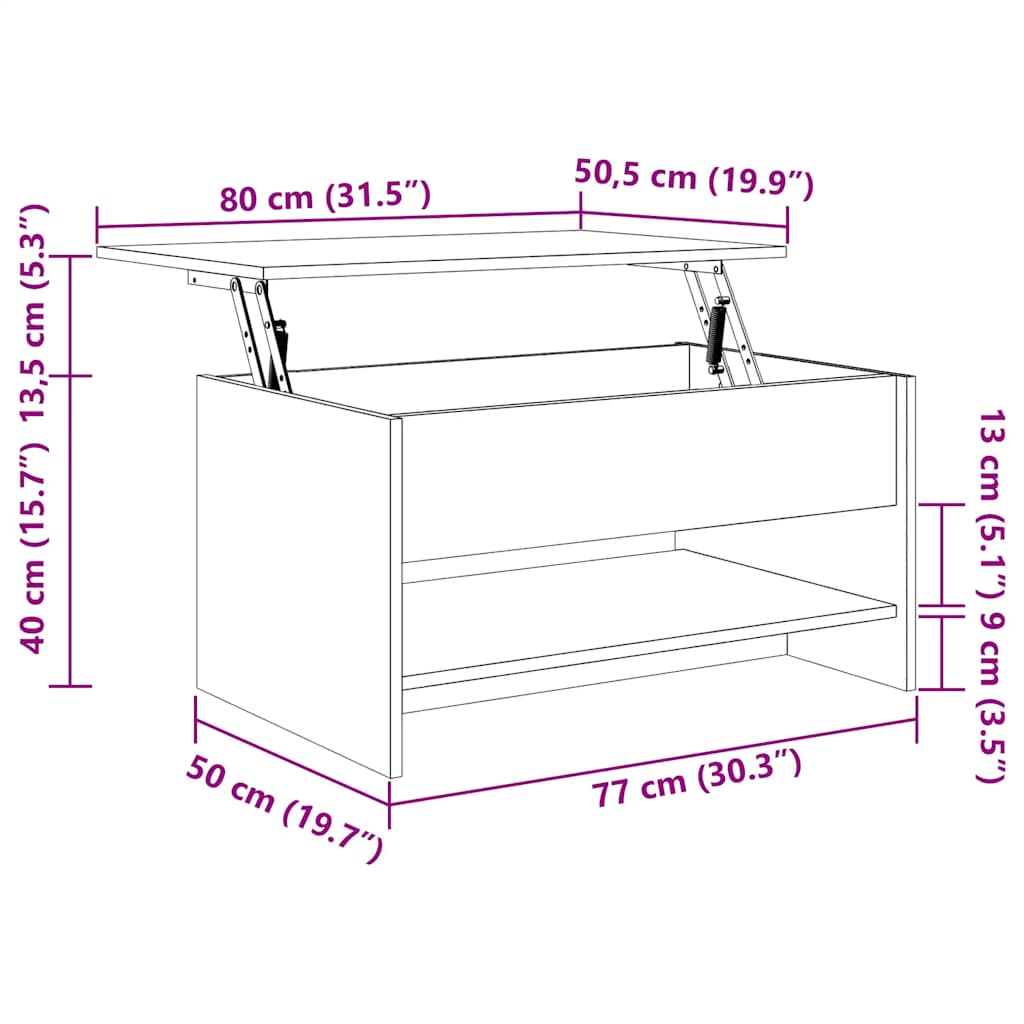 Coffee Table Black 80x50x40 cm Engineered Wood