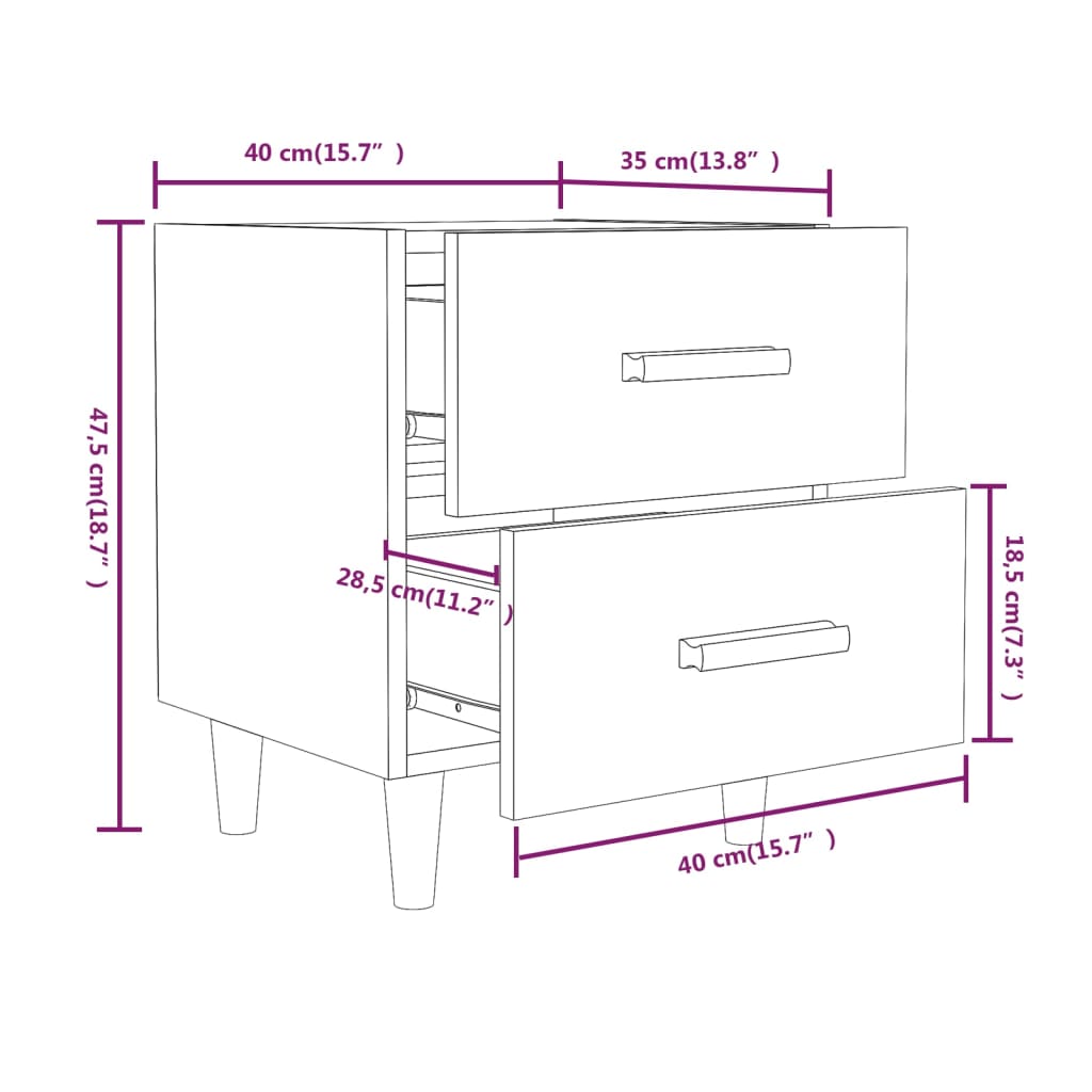Bed Cabinets 2 pcs Sonoma Oak 40x35x47,5 cm